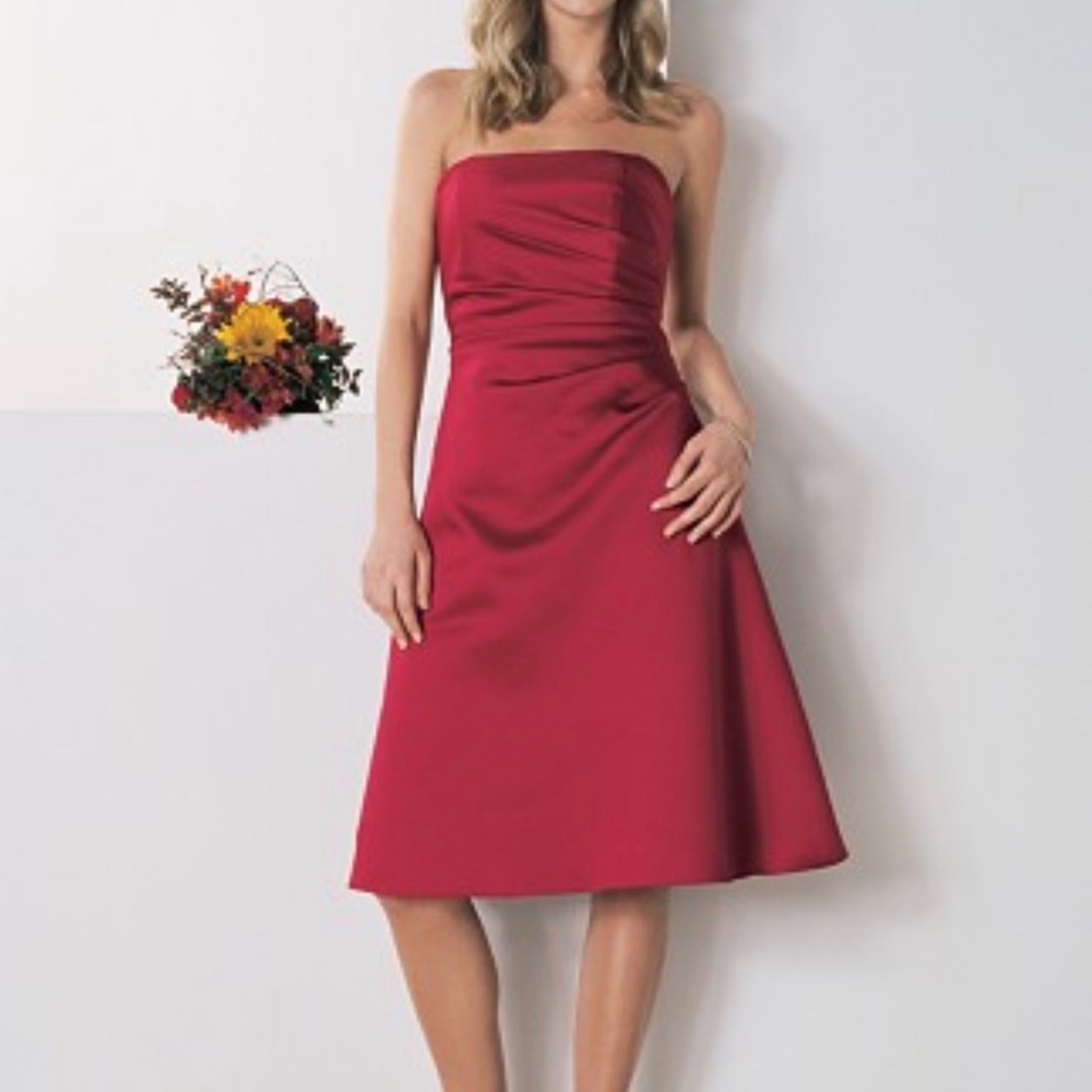 Alfred Angelo Strapless Ruby Red formal bridesmaid Dress